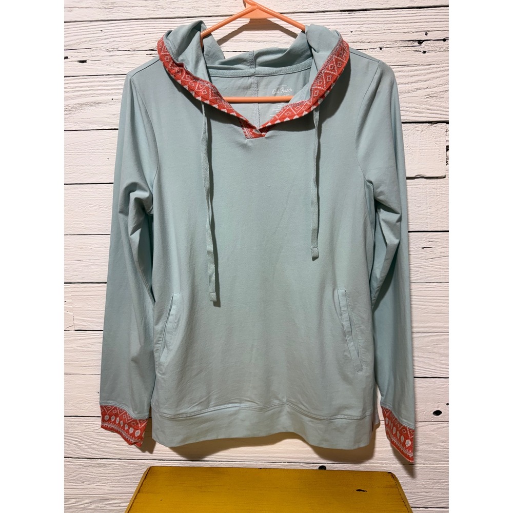 Old Ranch Brands Womens Sage Green Southwestern Trim Lightweight Hoodie XS